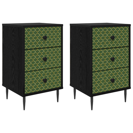 Nattduksbord GELEEN 2 st Svart ek 36 x 33 x 61 cm