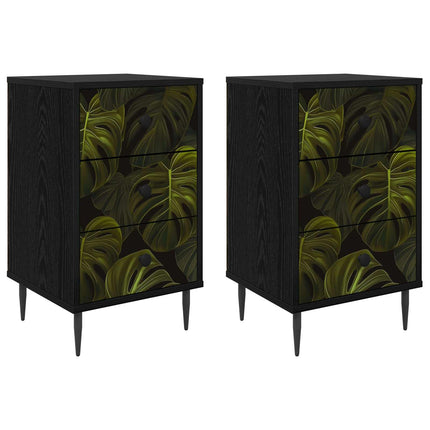 Nattduksbord ELBURG 2 st Svart ek 36 x 33 x 61 cm