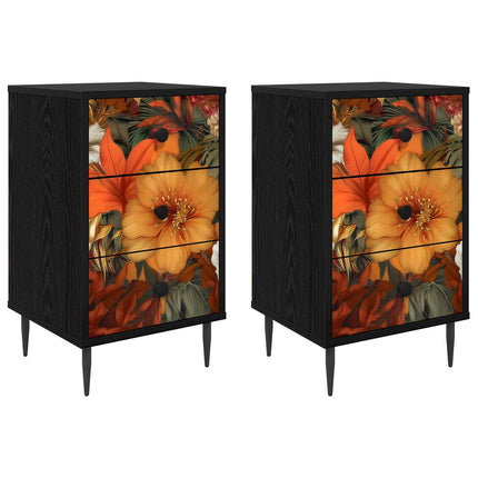 Nattduksbord GENNEP 2 st Svart ek 36 x 33 x 61 cm