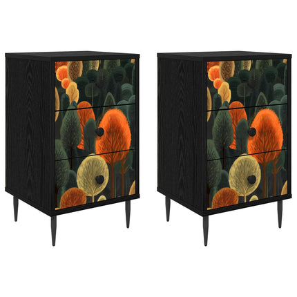 Nattduksbord ZAANDAM 2 st Svart ek 36 x 33 x 61 cm