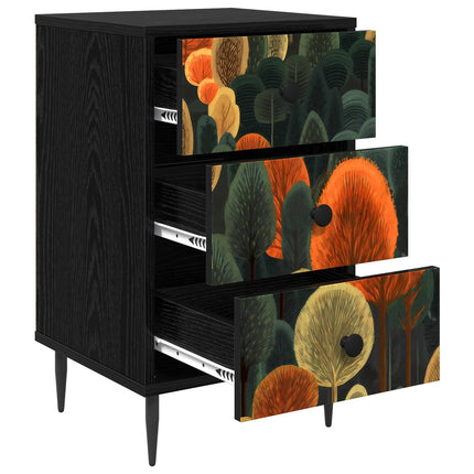 Nattduksbord ZAANDAM 2 st Svart ek 36 x 33 x 61 cm