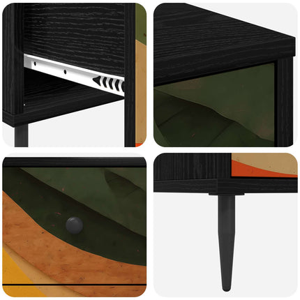 Nattduksbord BONN 2 st Svart ek 36 x 33 x 61 cm Konstruerat trä