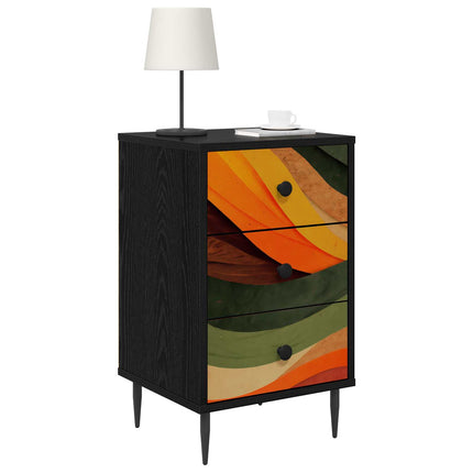 Nattduksbord BONN 2 st Svart ek 36 x 33 x 61 cm Konstruerat trä