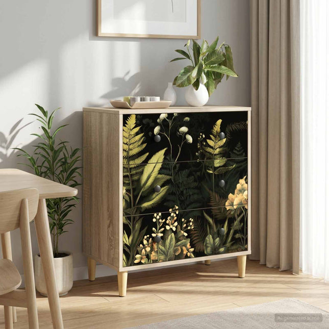Kommode RHENEN Tropisk djungelmönster 66 x 36,5 x 75 cm