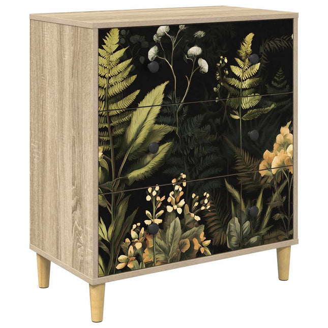 Kommode RHENEN Tropisk djungelmönster 66 x 36,5 x 75 cm