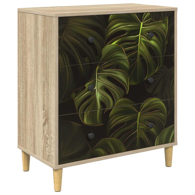 Kommode ELBURG Palmbladstryck 66 x 36,5 x 75 cm Konstruerat trä