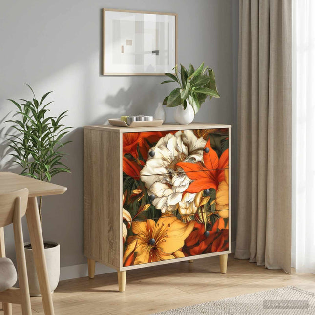 Kommode GENNEP Lilja mönster 66 x 36,5 x 75 cm Konstruerat trä