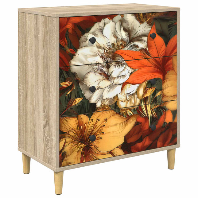 Kommode GENNEP Lilja mönster 66 x 36,5 x 75 cm Konstruerat trä