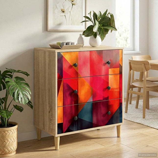 Kommode HEESCH Färgglad blocktryck 66 x 36,5 x 75 cm Sonoma-ek