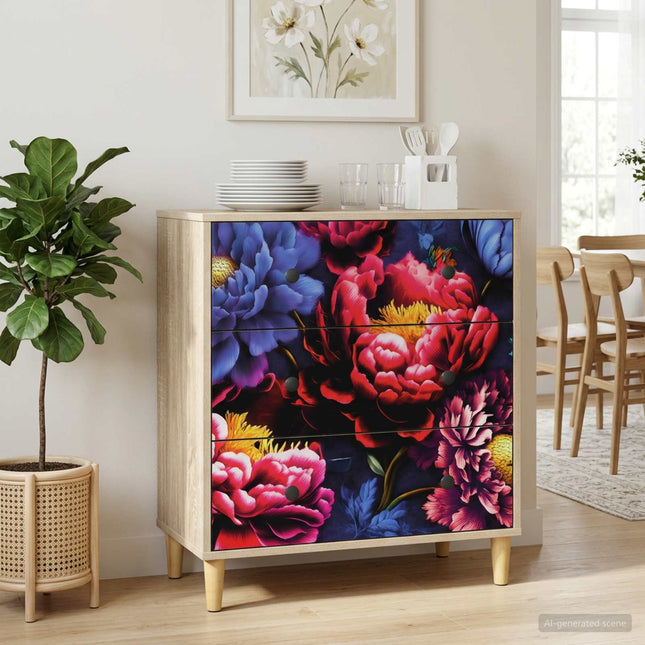 Kommode KIEL Mörk piontryck 66 x 36,5 x 75 cm Konstruerat trä