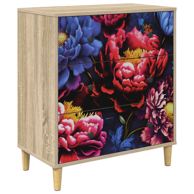 Kommode KIEL Mörk piontryck 66 x 36,5 x 75 cm Konstruerat trä