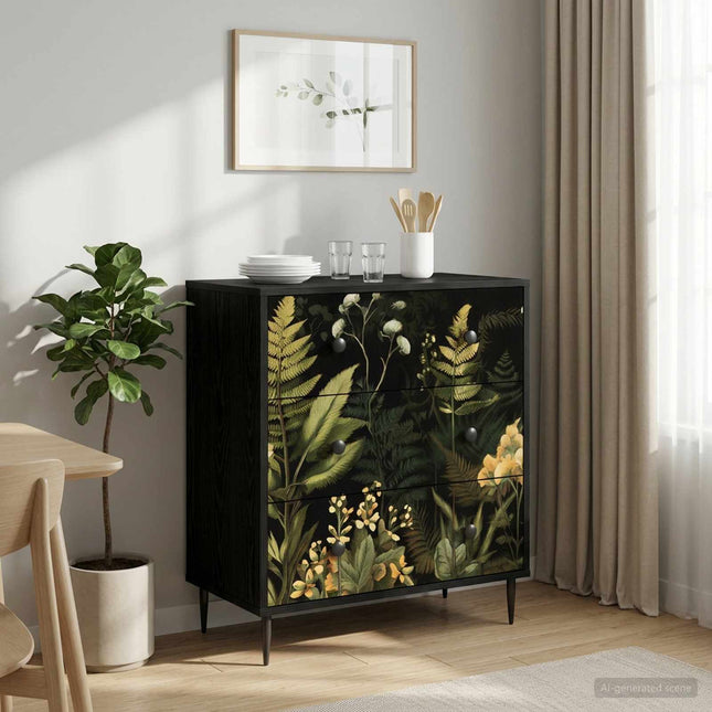 Kommode RHENEN Tropisk djungelmönster 66 x 36,5 x 76 cm