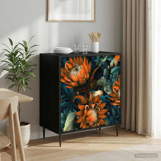 Kommode LOCHEM Orange tryck 66 x 36,5 x 76 cm Konstruerat trä