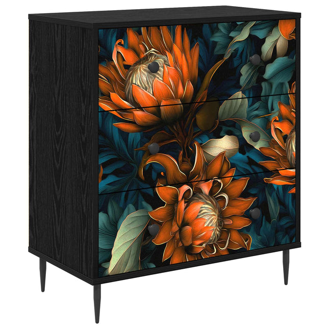 Kommode LOCHEM Orange tryck 66 x 36,5 x 76 cm Konstruerat trä
