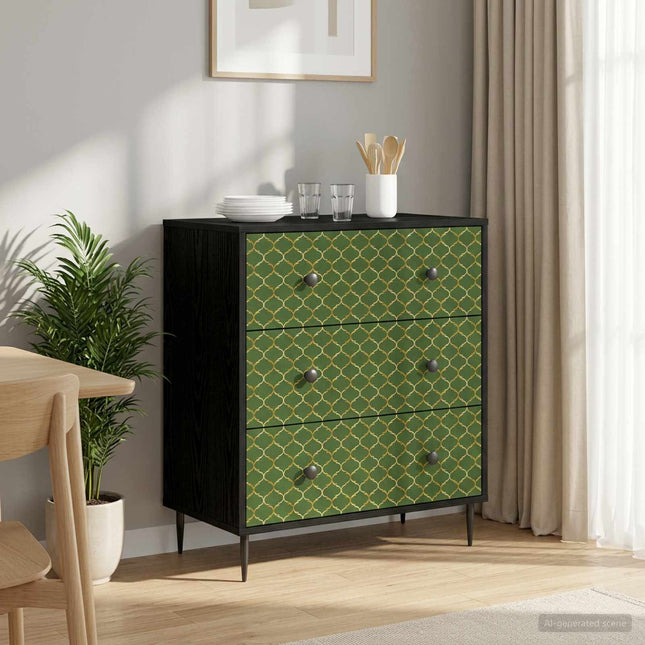 Kommode GELEEN Smaragd geometriskt mönster 66 x 36,5 x 76 cm