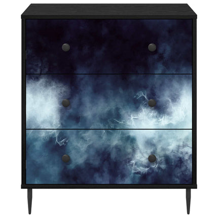 Kommode RAALTE Blå marmortryck 66 x 36,5 x 76 cm Svart ek