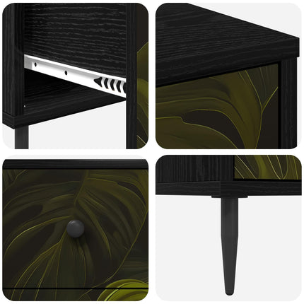 Kommode ELBURG Palmbladstryck 66 x 36,5 x 76 cm Konstruerat trä