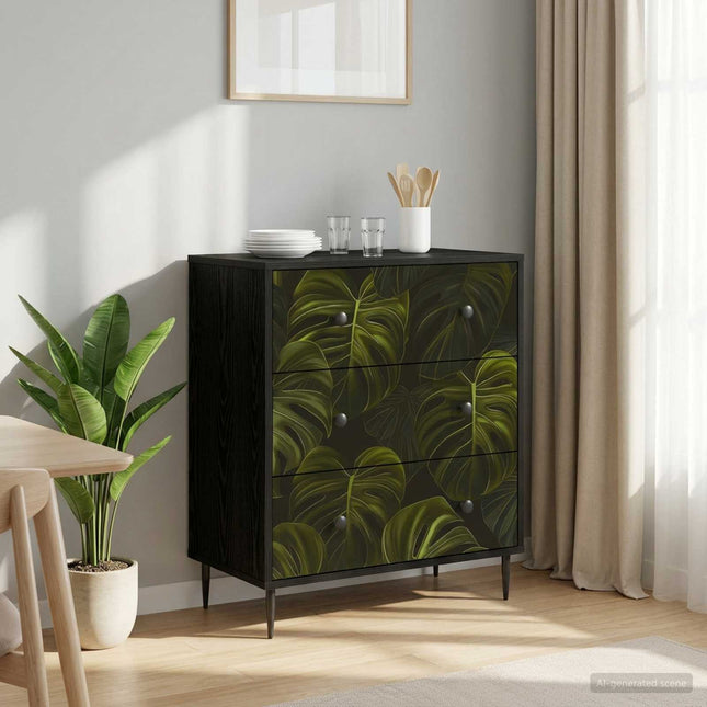 Kommode ELBURG Palmbladstryck 66 x 36,5 x 76 cm Konstruerat trä