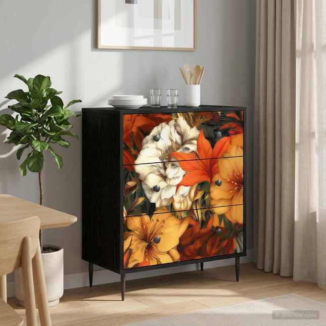 Kommode GENNEP Lilja mönster 66 x 36,5 x 76 cm Konstruerat trä