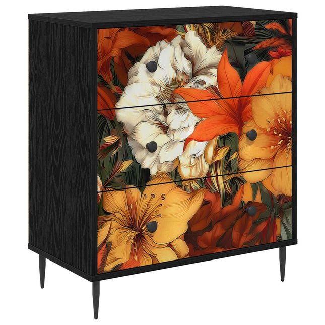 Kommode GENNEP Lilja mönster 66 x 36,5 x 76 cm Konstruerat trä