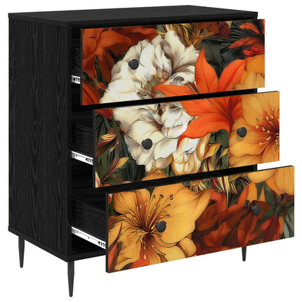 Kommode GENNEP Lilja mönster 66 x 36,5 x 76 cm Konstruerat trä