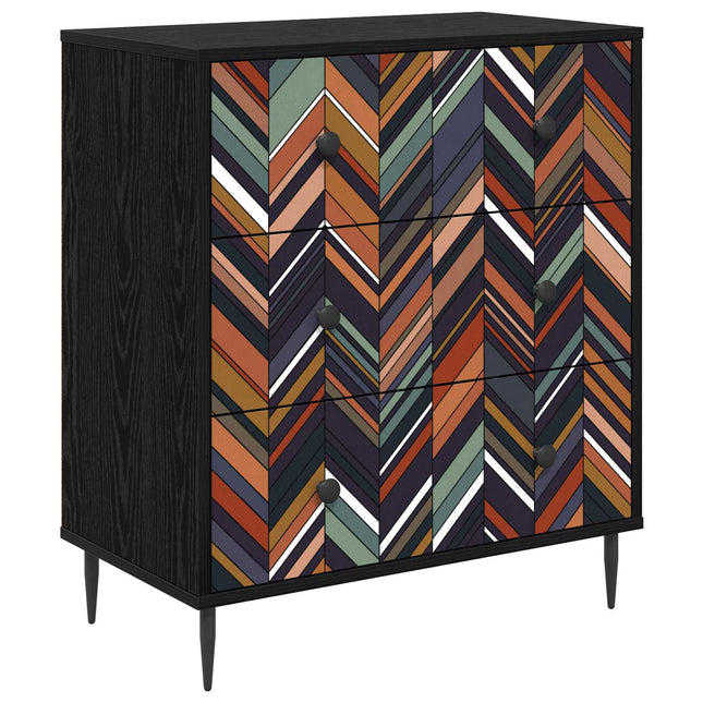 Kommode OMMEN Geometrisk tryck 66 x 36,5 x 76 cm Svart ek
