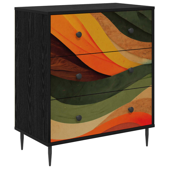 Kommode BONN Retro vågtryck 66 x 36,5 x 76 cm Konstruerat trä