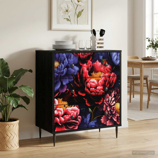 Kommode KIEL Mörk piontryck 66 x 36,5 x 76 cm Konstruerat trä