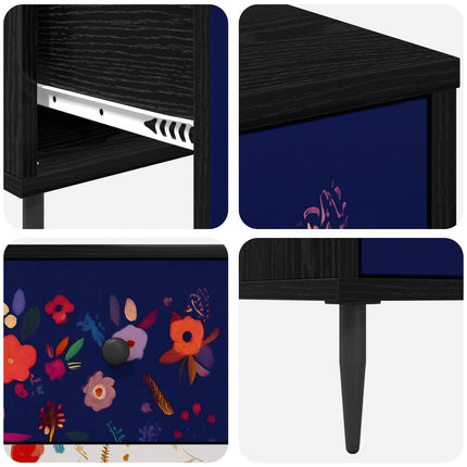 Kommode MAINZ Blommönster 66 x 36,5 x 76 cm Konstruerat trä