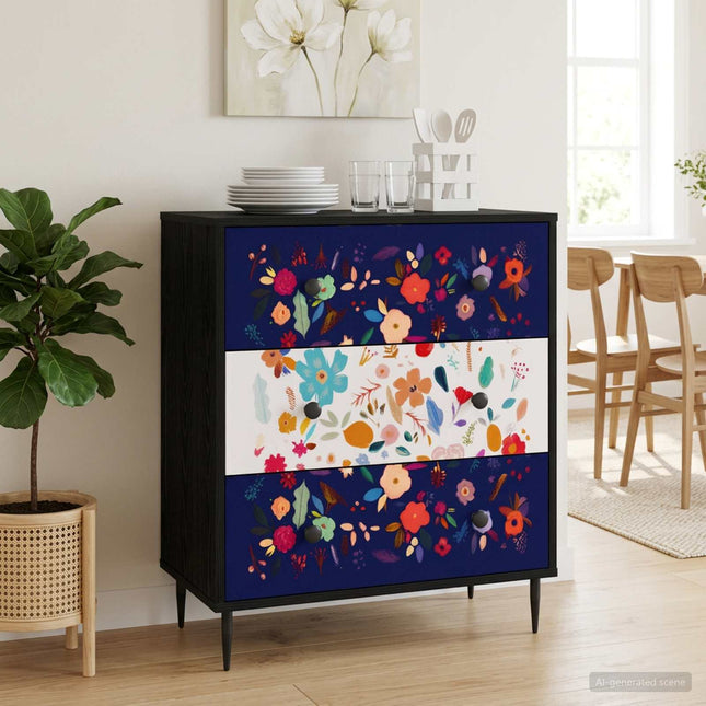 Kommode MAINZ Blommönster 66 x 36,5 x 76 cm Konstruerat trä