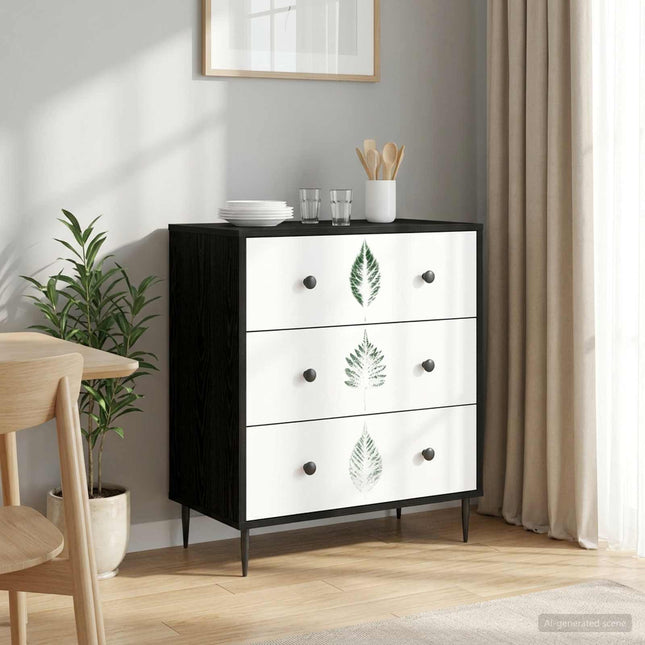 Kommode HANAU Grön lövtryck 66 x 36,5 x 76 cm Konstruerat trä