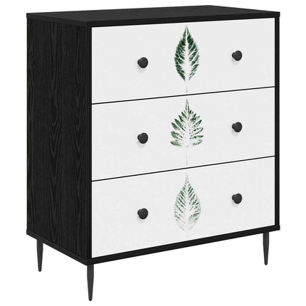 Kommode HANAU Grön lövtryck 66 x 36,5 x 76 cm Konstruerat trä
