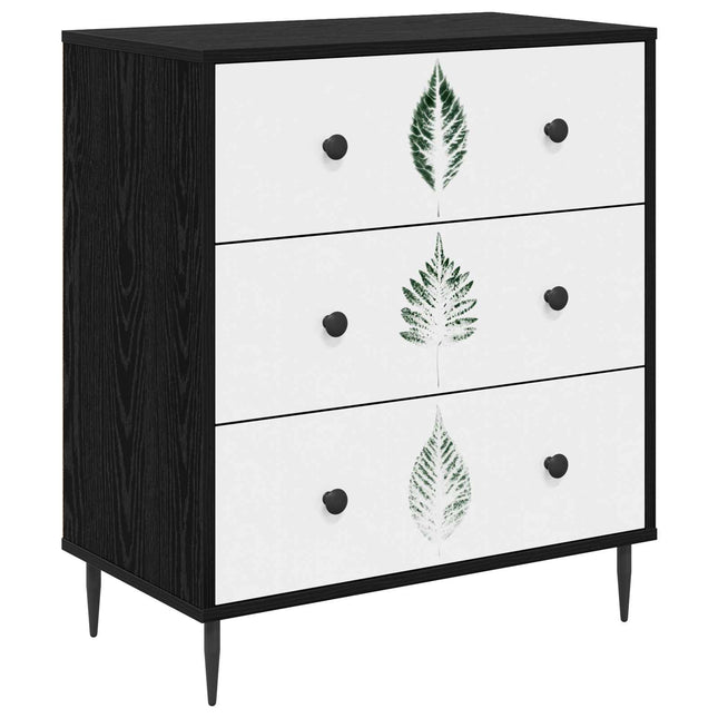 Kommode HANAU Grön lövtryck 66 x 36,5 x 76 cm Konstruerat trä