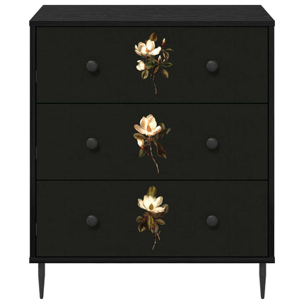 Kommode BREMEN Magnoliainspirerat mönster 66 x 36,5 x 76 cm