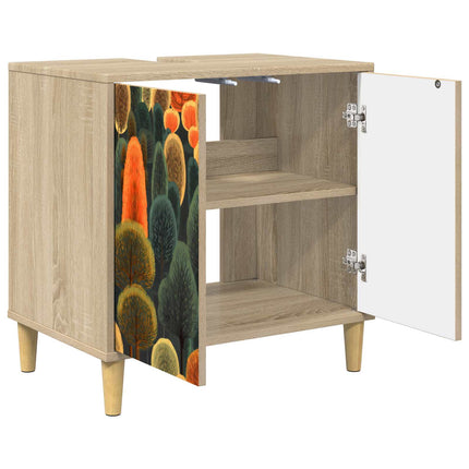 Badrumsskåp ZAANDAM Sonoma-ek 60 x 40 x 60 cm Konstruerat trä