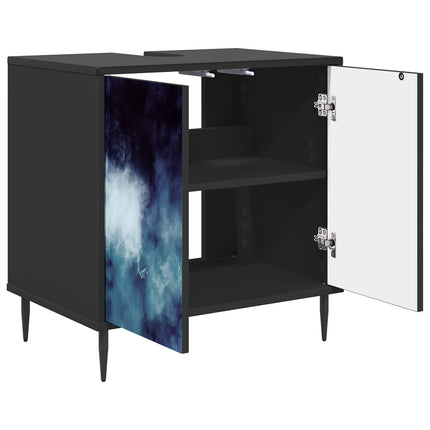 Badrumsskåp RAALTE Svart ek 60 x 40 x 61 cm Konstruerat trä