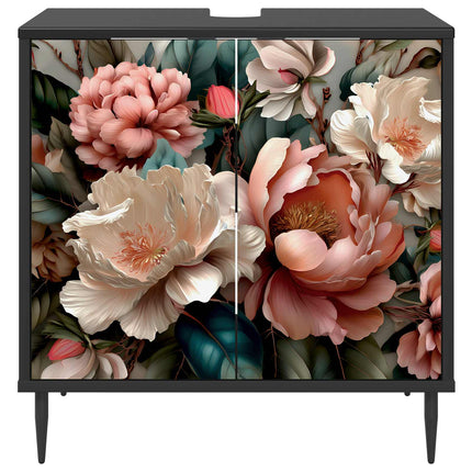 Badrumsskåp BORNE Svart ek 60 x 40 x 61 cm Konstruerat trä