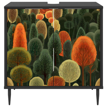 Badrumsskåp ZAANDAM Svart ek 60 x 40 x 61 cm Konstruerat trä