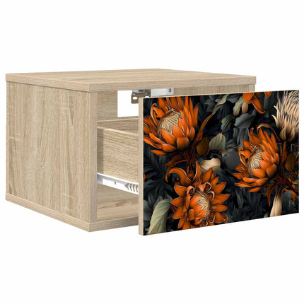 Väggmonterad sänggavel LOCHEM 2 st Sonoma-ek 36 x 33 x 25 cm