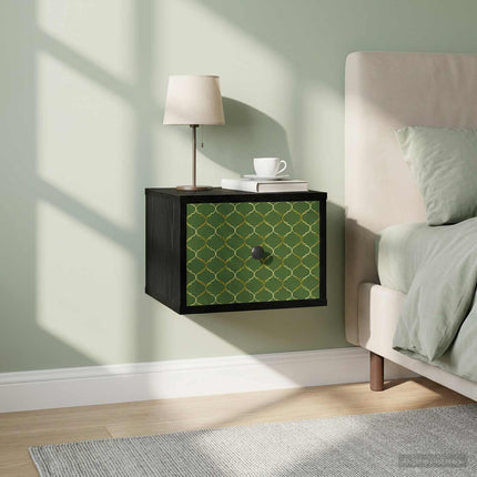 Väggmonterad sänggavel GELEEN 2 st Svart ek 36 x 33 x 25 cm