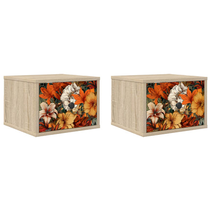 Väggmonterad sänggavel GENNEP 2 st Sonoma-ek 36 x 33 x 25 cm