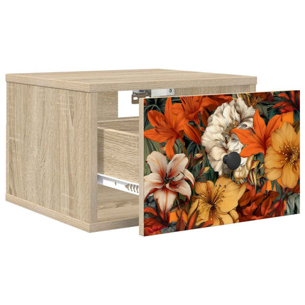 Väggmonterad sänggavel GENNEP 2 st Sonoma-ek 36 x 33 x 25 cm