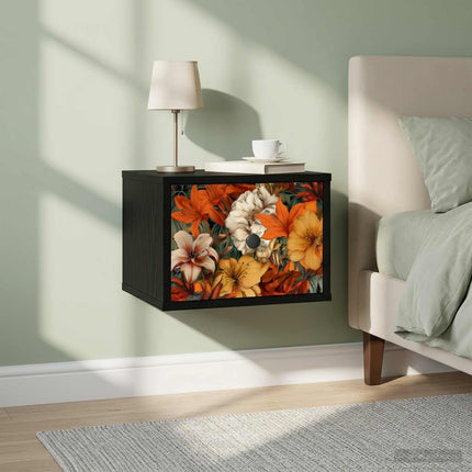 Väggmonterad sänggavel GENNEP Svart ek 36 x 33 x 25 cm