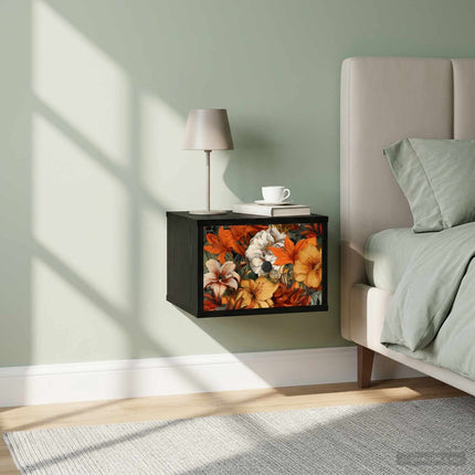 Väggmonterad sänggavel GENNEP 2 st Svart ek 36 x 33 x 25 cm