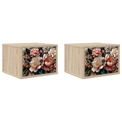 Väggmonterad sänggavel BORNE 2 st Sonoma-ek 36 x 33 x 25 cm