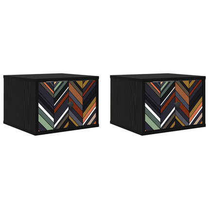 Väggmonterad sänggavel OMMEN 2 st Svart ek 36 x 33 x 25 cm