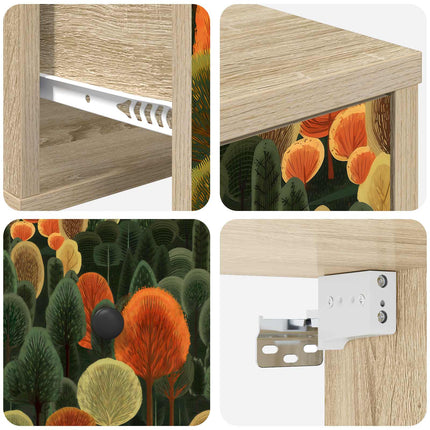 Väggmonterad sänggavel ZAANDAM 2 st Sonoma-ek 36 x 33 x 25 cm