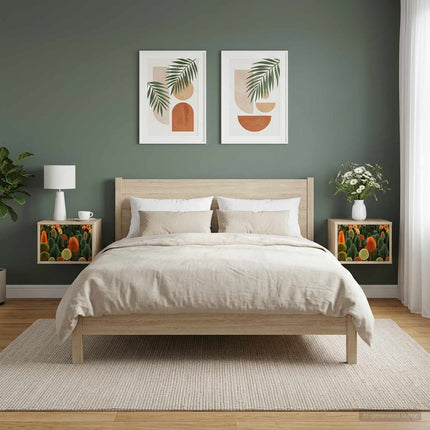 Väggmonterad sänggavel ZAANDAM 2 st Sonoma-ek 36 x 33 x 25 cm