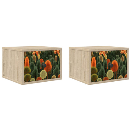 Väggmonterad sänggavel ZAANDAM 2 st Sonoma-ek 36 x 33 x 25 cm