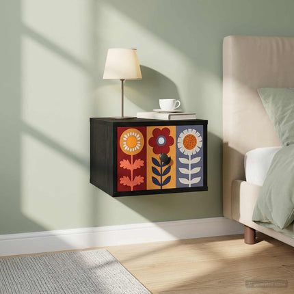 Väggmonterad sänggavel ESSEN 2 st Svart ek 36 x 33 x 25 cm
